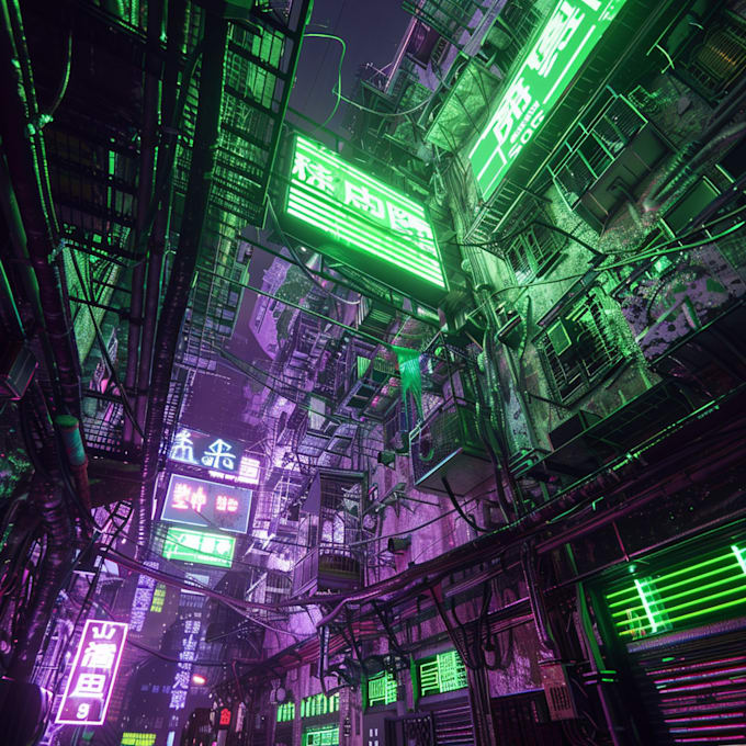 draw a cyberpunk synthwave city for you