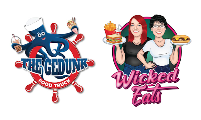 professional chef logo and cartoon portrait design