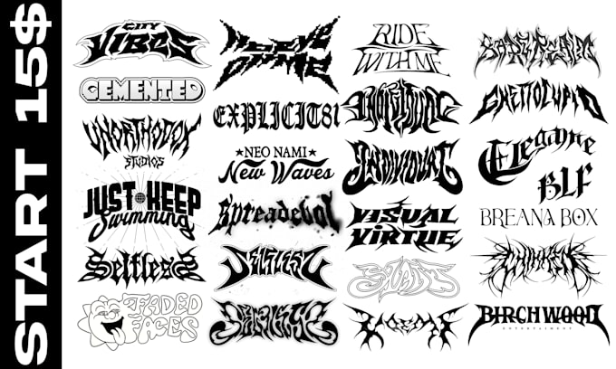 create custom font retro edgy y2k with groovy style