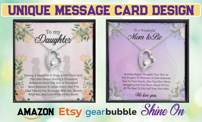 do attractive and profitable jewelry message card design for shineon