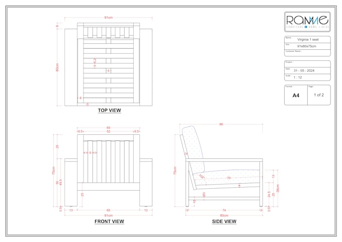 do 2d or 3d furniture drawing with assembling instruction
