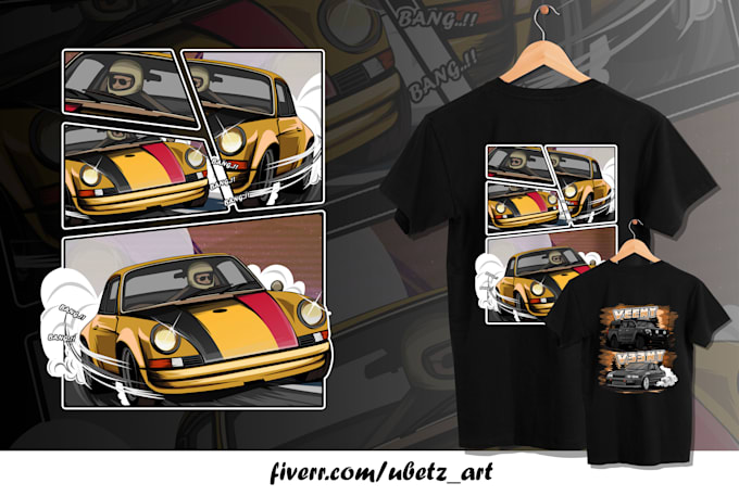 draw car vector illustration for t shirt design