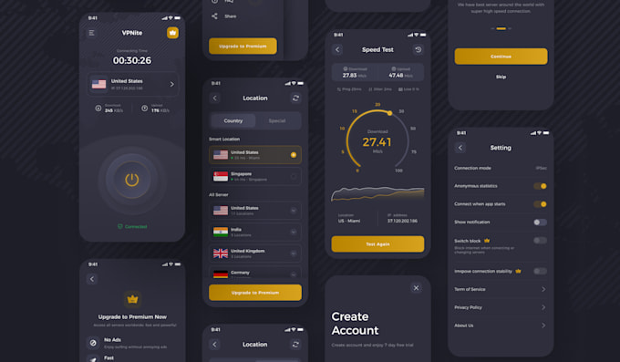 develop premium VPN app with ads, in app purchases and admin panel