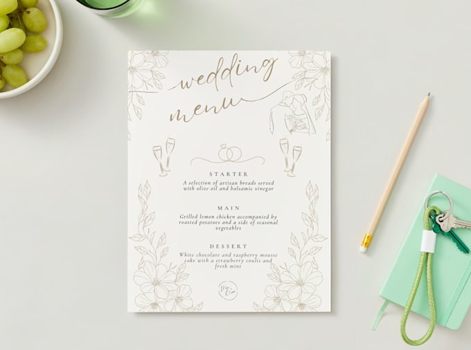 provide editable wedding menu