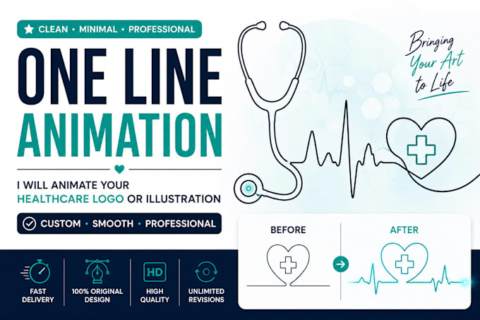 animate your one line art logo or illustration