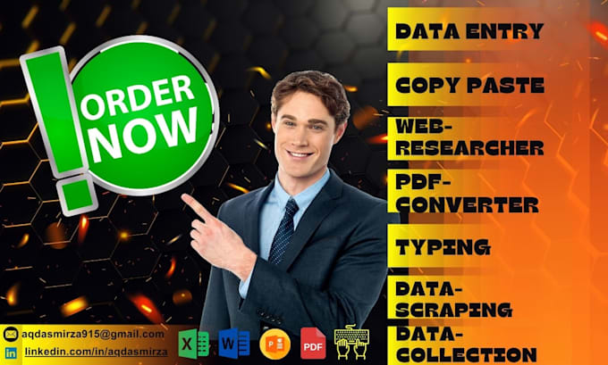 do data entry, pdf converting, typing, copy paste, web scarping job all time