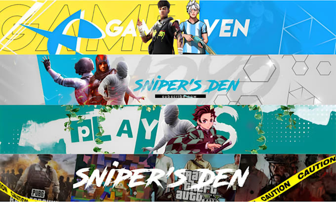 design gaming banner, youtube banner and twitch banner
