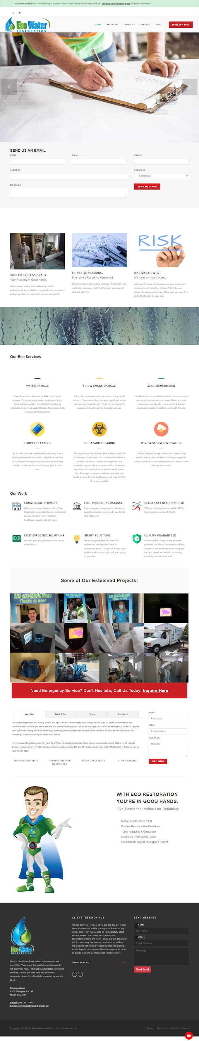 designed water restoration website, water restoration landing page