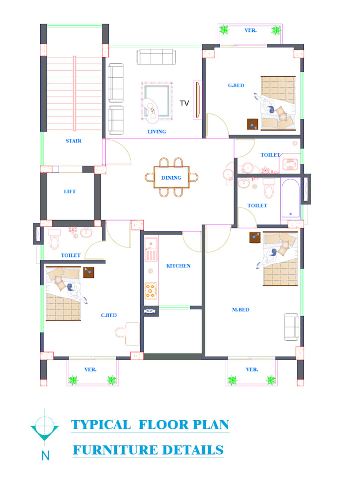 do architectural floor plan for residence office and warehouse