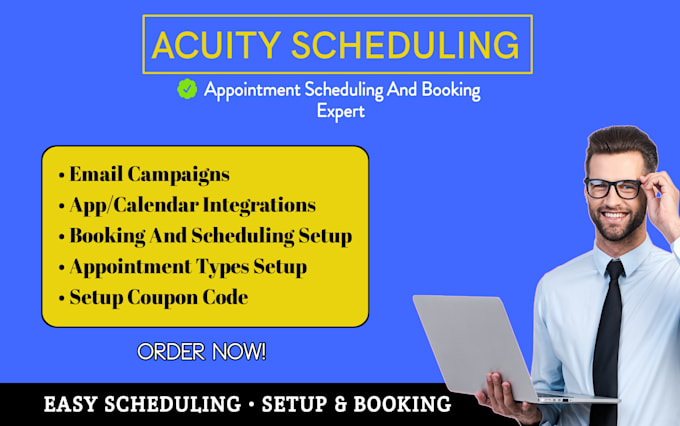 custom design, setup acuity scheduling site and online booking appointment
