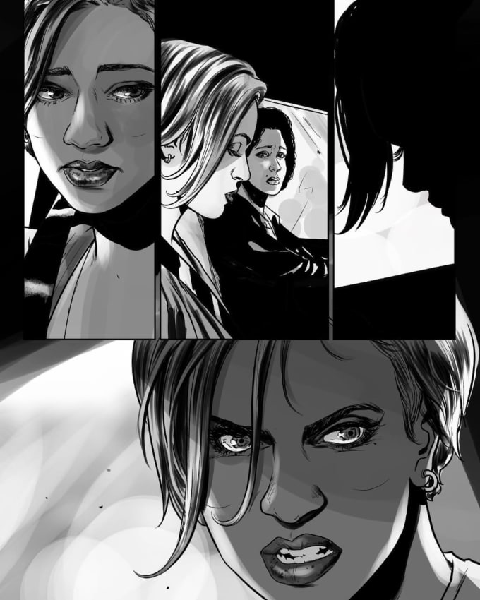 Illustrate comic character webtoon nsfw art comic page pin up girl