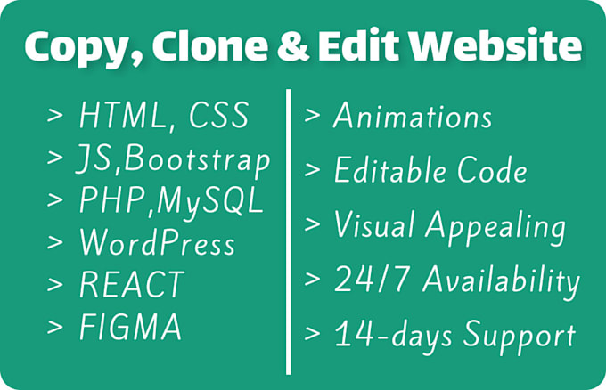 copy, clone, edit and code html , css, js, wordpress website