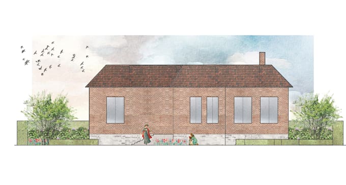 do illustrative section elevation for landscape