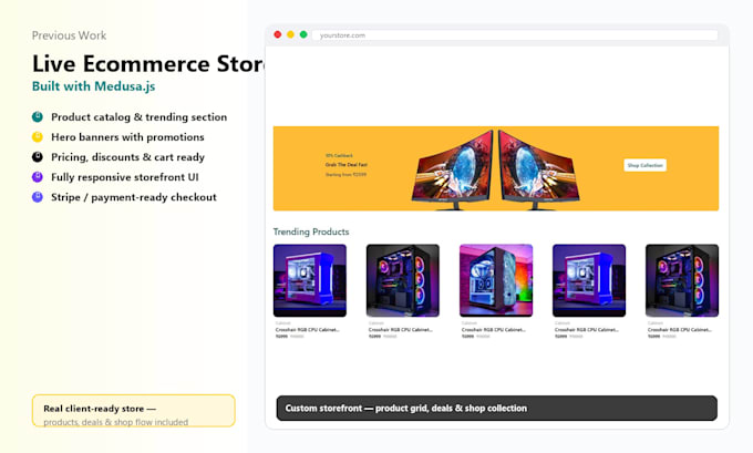 build a custom ecommerce using medusa js with payments and admin dashboard