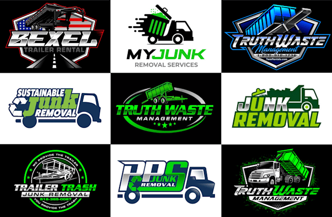 design modern recycling, junk removal and hauling service logo in 24h