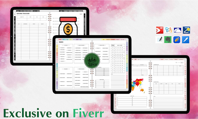 design custom digital planner, journal, calendar for ipad goodnotes