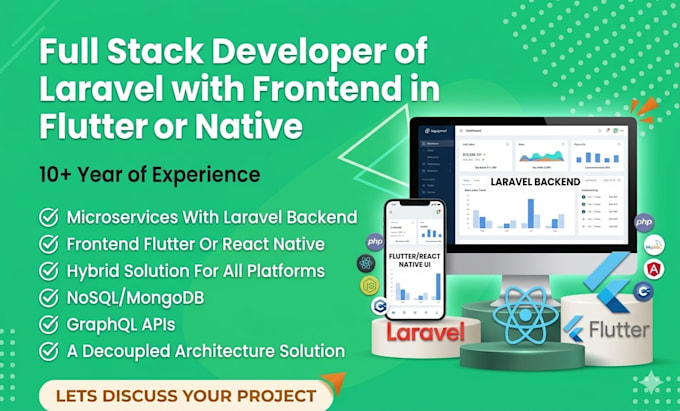 develop mobile apps backend in PHP laravel with UI in flutter and react native
