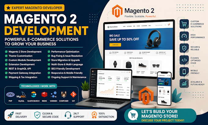 develop a magento 2 ecommerce website store and custom modules