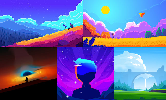 illustrate fantastic flat vector landscape illustration
