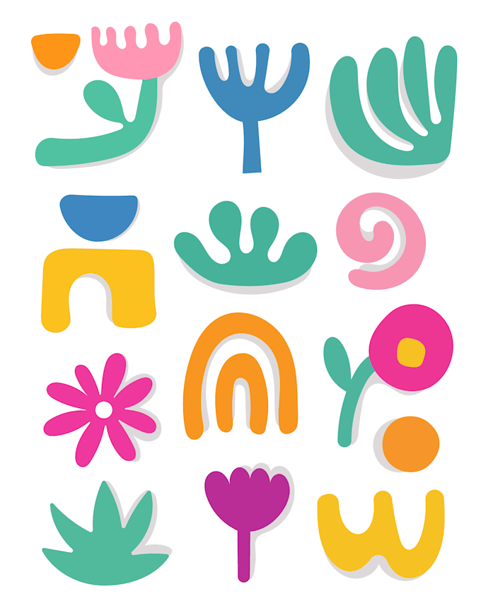 create modern abstract shapes and botanical illustrations