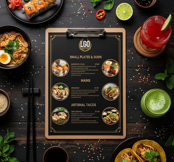 create a custom, high quality food menu design in 24 hours