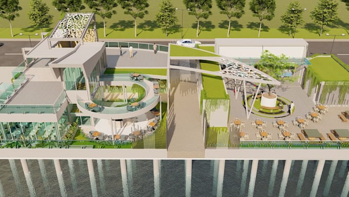 do pavilion design and animation rendering