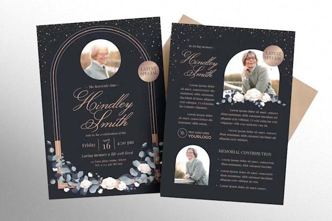 design funeral program, obituary, event and memorial flyer