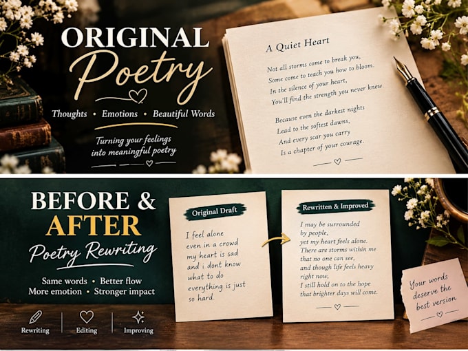write poems, ghostwrite poetry, books and edit your creative writing