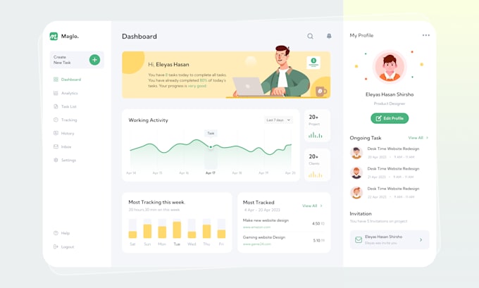 Design admin panel, saas, crm dashboard ui ux design in figma by ...