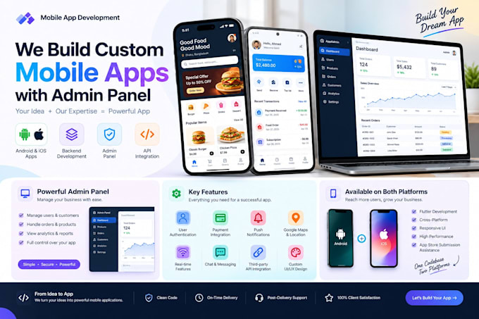 build a custom mobile app with admin panel for your business