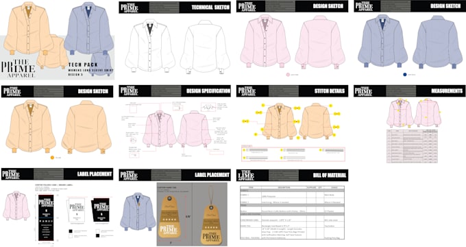 create production factory tech pack for clothing designers