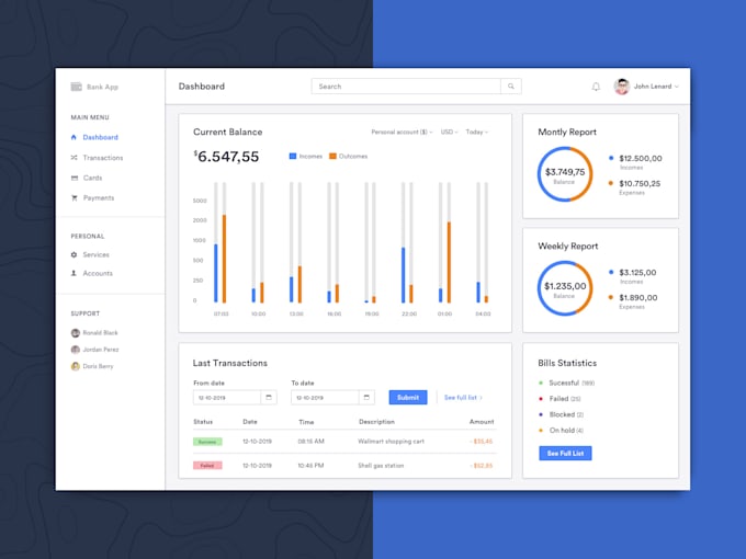 design your dashboard CRM saas web application