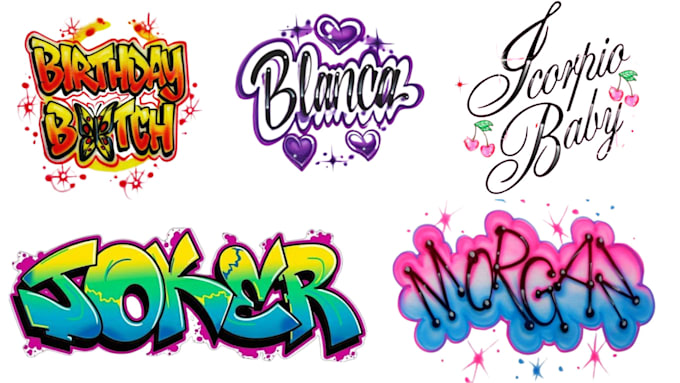 do professional 80s 90s airbrush logo
