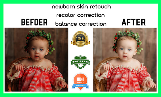 newborn skin retouch, recolor correction,  balance correction