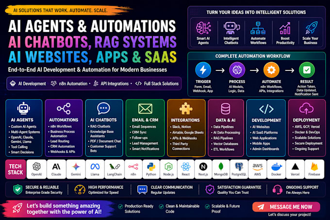 build ai agents, rag chatbot and n8n ai automation
