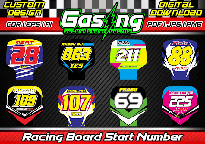 design racing number plate on your motocross and bmx