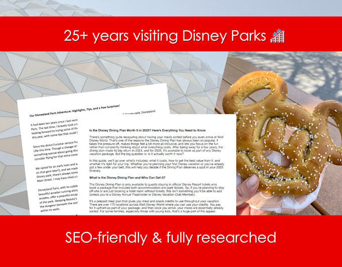 create disney world written blog content, guides or reviews
