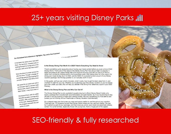 write SEO disney world blog posts and travel articles