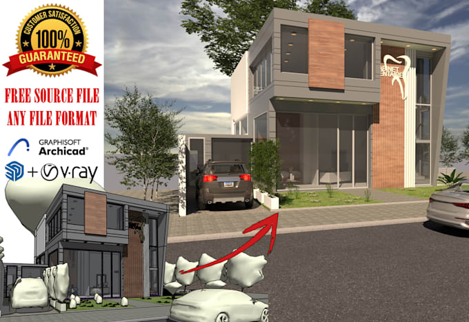draw 3d models 2d drawings with archicad and sketchup in 24 hours