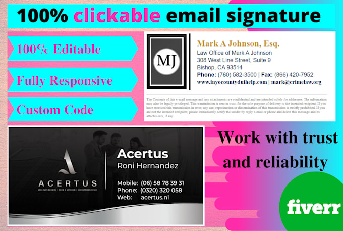 create clickable HTML email signature for gmail, outlook,  apple, and other