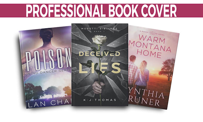 do romance book cover, fantasy book cover and mystery book cover design