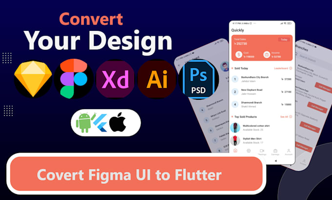 convert adobe xd or figma UI to flutter code