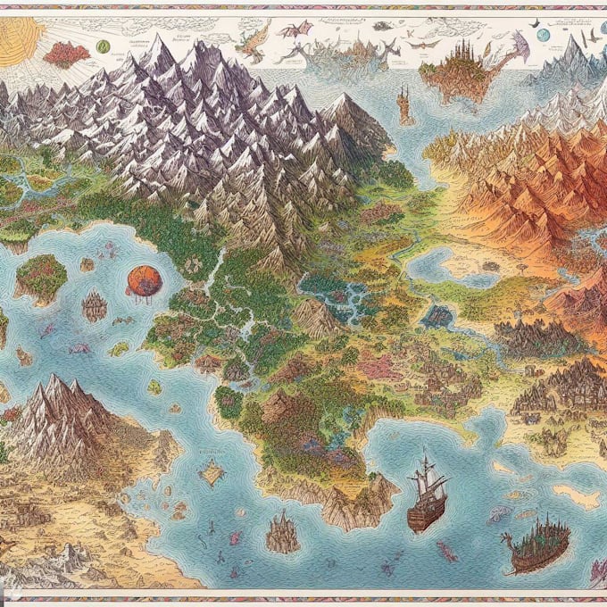 Create a fantasy map illustration by Gakwet Fiverr