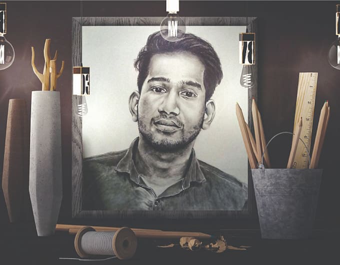 do realistic pencil illustration portrait drawing from photo
