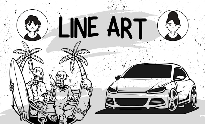 outline illustrations of your image, detailed line art