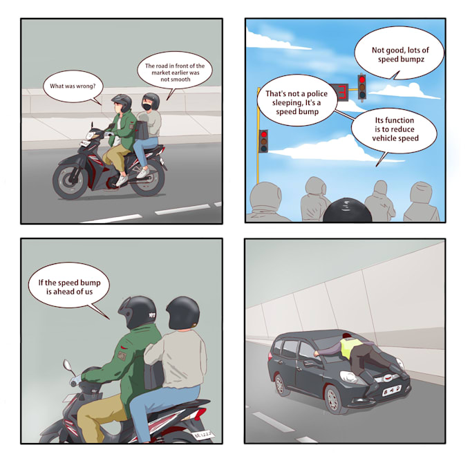 make 4 panel a comic strip in my artstyle