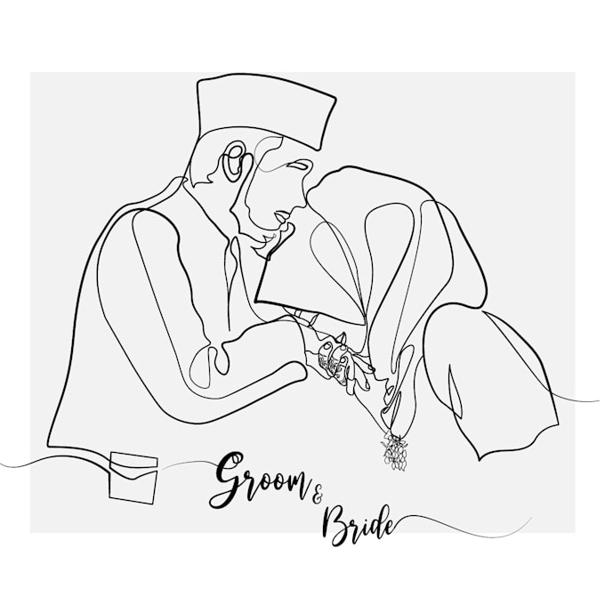 draw wedding gift couple line art boho colour