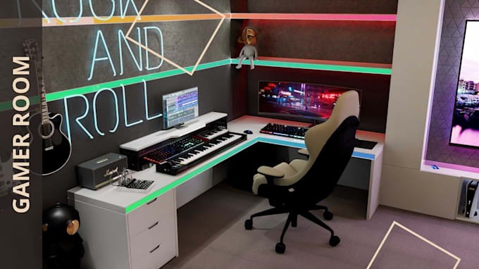do design and render gamer room