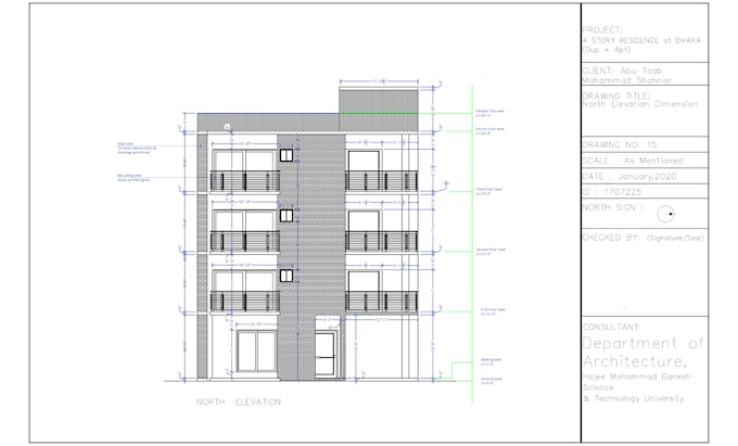 do architectural working drawing like plan, elevation, section, dimension etc