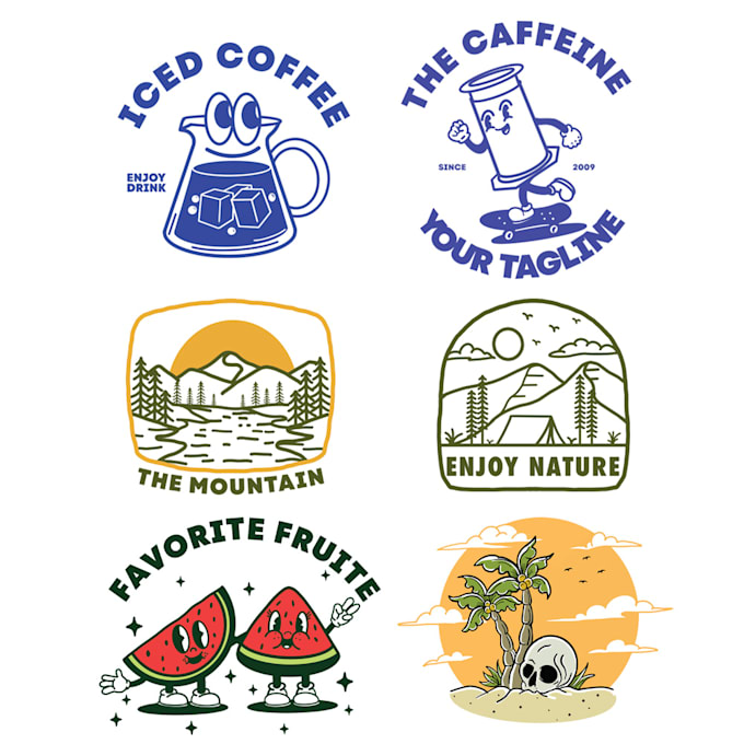 do geometric line art and mono line logo badge patch design